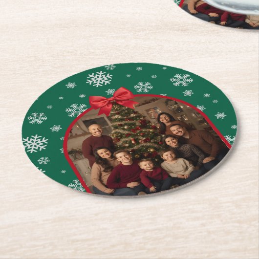 Dessous-de-verre Rond En Papier Customizable Christmas Paper Coaster – Personalize (Incliné)