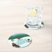 Dessous-de-verre Rond En Papier Cute Penguins Add The Year Merry Christmas! Winter (En situation)