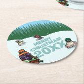 Dessous-de-verre Rond En Papier Cute Penguins Add The Year Merry Christmas! Winter (Incliné)