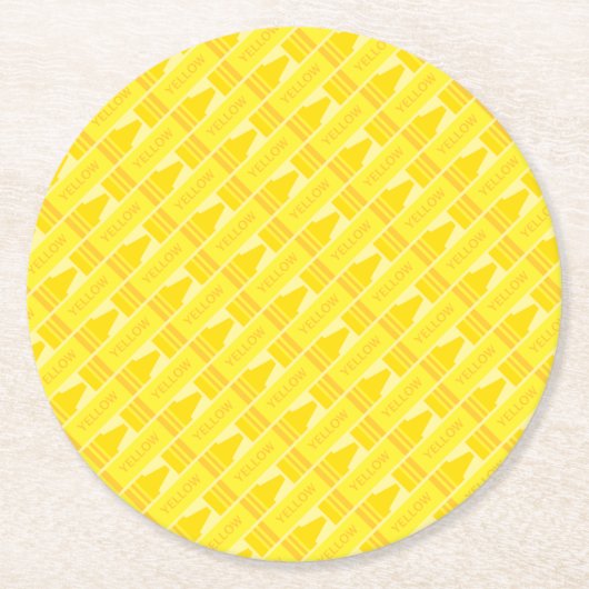 Dessous-de-verre Rond En Papier Cute Yellow Crayon Artsy Motif (Devant)