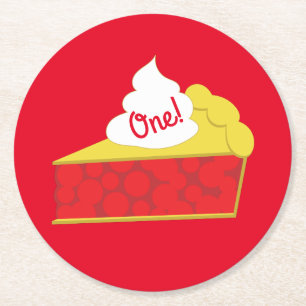 Dessous-de-verre Rond En Papier Cutie Pie Cherry Fête d'anniversaire de l'enfant