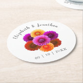 Dessous-de-verre Rond En Papier Dahlia Mariage d'automne (Incliné)