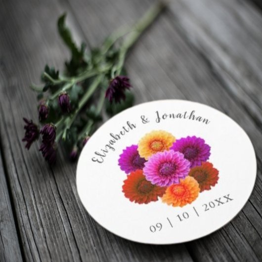 Dessous-de-verre Rond En Papier Dahlia Mariage d'automne