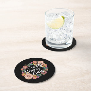 Dessous-de-verre Rond En Papier Dame des fleurs folles - Zinnia Gardener