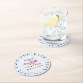 Dessous-de-verre Rond En Papier Dans le Bouquet en Ruban Transparent Rose Doux Ble (En situation)