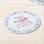 Dessous-de-verre Rond En Papier Dans le Bouquet en Ruban Transparent Rose Doux Ble (Incliné)