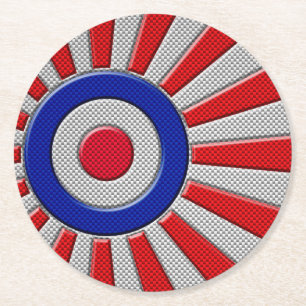 Dessous-de-verre Rond En Papier Décor Roundel Sunburst Design en fibre de carbone