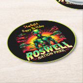 Dessous-de-verre Rond En Papier Découvrez les mystères Aliens à Roswell ! (Incliné)