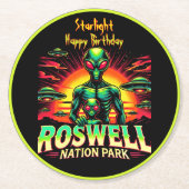 Dessous-de-verre Rond En Papier Découvrez les mystères Aliens à Roswell ! (Devant)