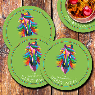 Dessous-de-verre Rond En Papier Derby vert hippocampe coloré