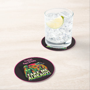 Dessous-de-verre Rond En Papier Des Aliens attendent dans le design cosmique !