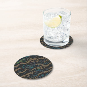 Dessous-de-verre Rond En Papier Design Camouflage bleu Jungle
