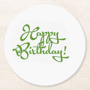 Dessous-de-verre Rond En Papier design de calligraphie d'anniversaire heureux