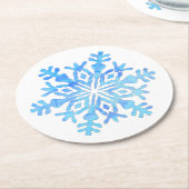 Dessous-de-verre Rond En Papier Design de flocon bleu (Incliné)