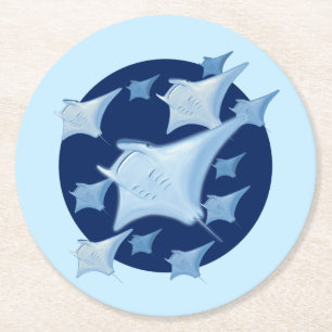 Dessous-de-verre Rond En Papier Design graphique Manta Ray Lover