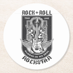 Dessous-de-verre Rond En Papier Design Guitar Rock