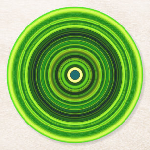 Dessous-de-verre Rond En Papier Design Mandala vert géométrique-64555