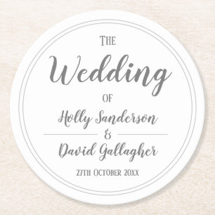 Dessous-de-verre Rond En Papier Design simple gris et blanc