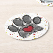 Dessous-de-verre Rond En Papier Dessin Amoureux des chiens Aquarelle Peinture (Incliné)