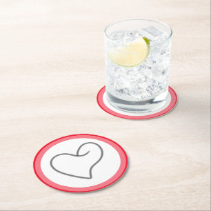 Dessous-de-verre Rond En Papier Dessin de forme de cœur élégant