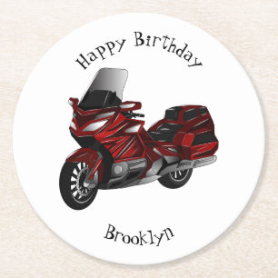 Dessous-de-verre Rond En Papier Dessin de moto de tourisme