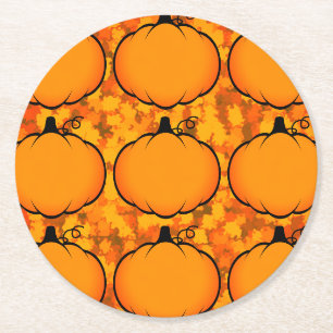 Dessous-de-verre Rond En Papier Dessin du Citrouille du feuillage de Thanksgiving