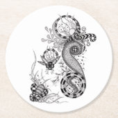 Dessous-de-verre Rond En Papier Dessin Floral (Devant)