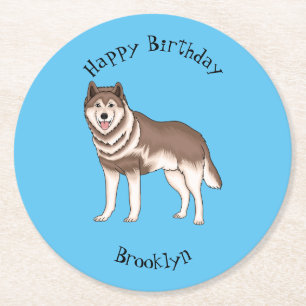 Dessous-de-verre Rond En Papier dessin humoristique sibérien husky