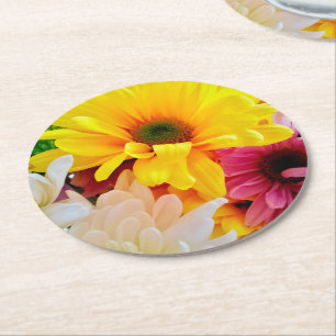 Dessous-de-verre Rond En Papier Dessous de verre à bouquet-ronds de marguerites m