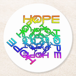 Dessous-de-verre Rond En Papier Dessous de verre Avec MultiColor Word HOPE Écrit