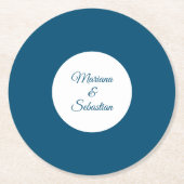 Dessous-de-verre Rond En Papier Dessous de verre Bleus Élégant Simple Costar Rusti (Devant)