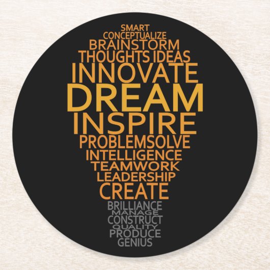 Dessous-de-verre Rond En Papier Dessous de verre d'ampoules lumineuses d'inspirati (Devant)