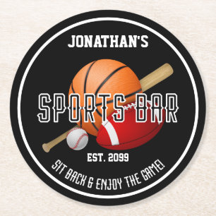 Dessous-de-verre Rond En Papier Dessous de verre de bar sportif football baseball