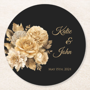 Dessous-de-verre Rond En Papier Dessous de verre de bouquet à fleurs neutres