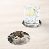 Dessous-de-verre Rond En Papier Dessous de verre de chat (En situation)