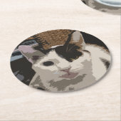 Dessous-de-verre Rond En Papier Dessous de verre de chat (Incliné)