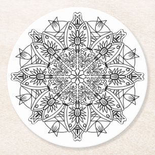 Dessous-de-verre Rond En Papier dessous de verre de fleur de mandala