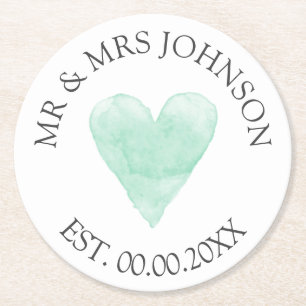 Dessous-de-verre Rond En Papier Dessous de verre de mariage sur mesure m. mint coe
