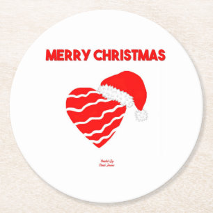Dessous-de-verre Rond En Papier Dessous de verre de Noël Père Noël Heart Round Pap
