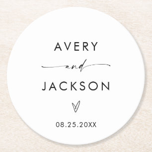 Dessous-de-verre Rond En Papier Dessous de verre de papier Mariage moderne Maria