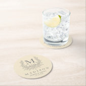 Dessous-de-verre Rond En Papier Dessous de verre de papier Mariage Monogramme rust (En situation)