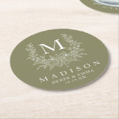 Dessous-de-verre Rond En Papier Dessous de verre de papier Mariage Monogramme rust (Incliné)