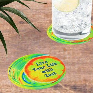 Dessous-de-verre Rond En Papier Dessous de verre de papier rond à tranche orange p