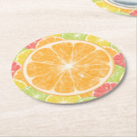 Dessous de verre de papier rond de tranches d'agru