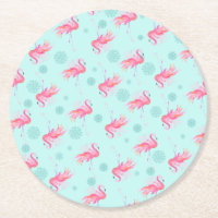 Dessous de verre de papier rond Flamant rose rose