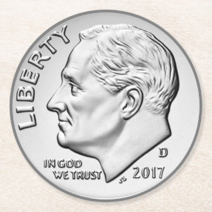 Dessous-de-verre Rond En Papier Dessous de verre de papier rond Roosevelt Dime