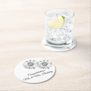 Dessous-de-verre Rond En Papier Dessous de verre de papier tournesol blanc noir po