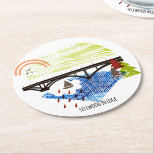 Dessous-de-verre Rond En Papier Dessous de verre de Portland de pont de Sellwood