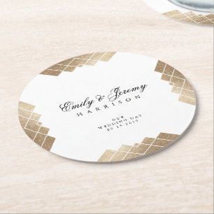 Dessous-de-verre Rond En Papier Dessous de verre de table Mariage Géométrique Whit