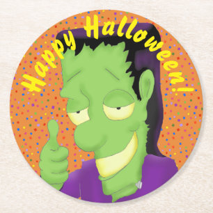 Dessous-de-verre Rond En Papier Dessous de verre d'Halloween Frankencool